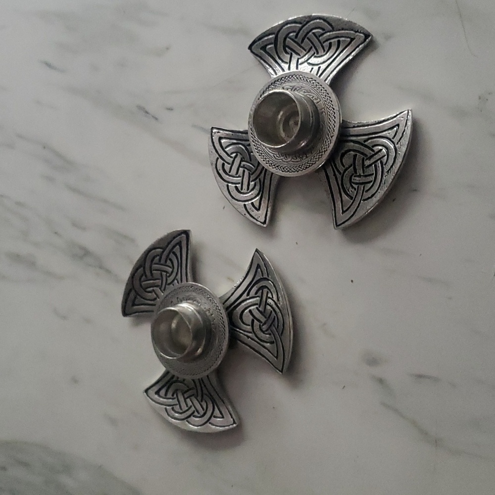 Celtic Pewter Candlestick holder - Set of 2